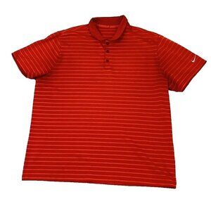 Nike Golf Dri Fit Red Striped Polo Shirt Mens Size XL Swoosh Logo